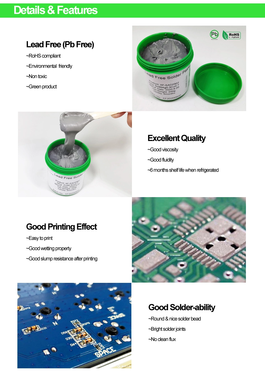 PCB Use High Temperature No Clean Solder Paste Sac305